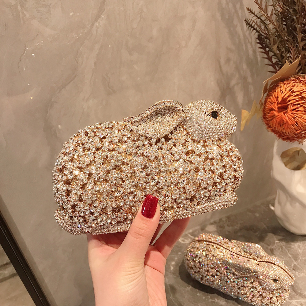 Luxury Bags Cute - Luxury Cute Rabbit Banquet Bag Crystal